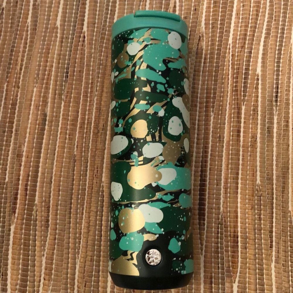 NWT Starbucks Mint green print 16 ounce stainless steel Tumblr water bottle